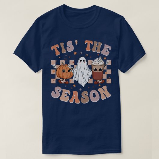 T-shirt Retro Super C'Est La Saison Citrouille Ghost Hippi (Design devant)