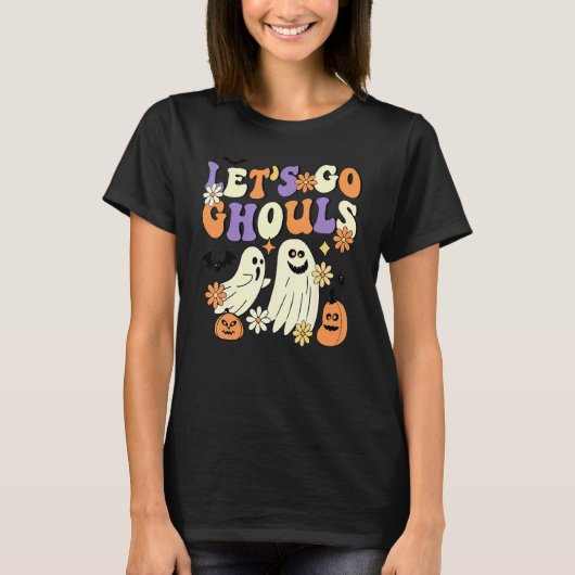T-shirt Retro Super Go Ghouls Floral Ghost Hippie H (Devant)