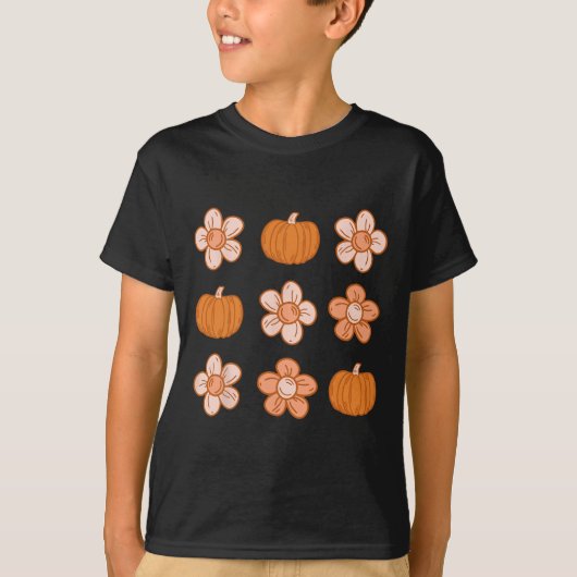 T-shirt Retro Super Halloween Automne Hippie Citrouille Fl (Devant)
