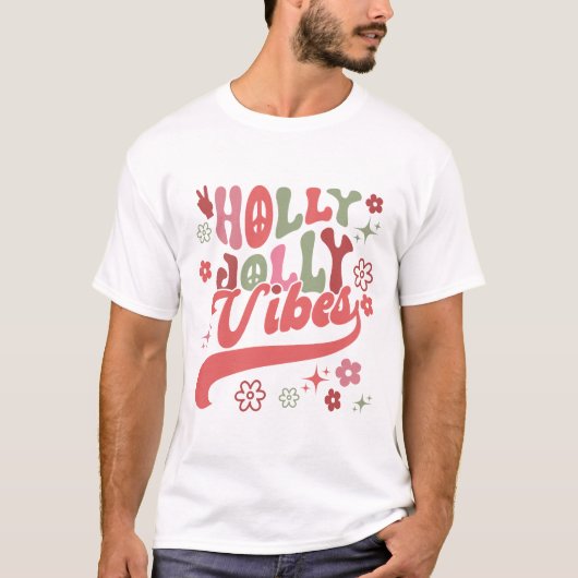 T-shirt Retro Super Holly Jolly Vibes Typographie (Devant)