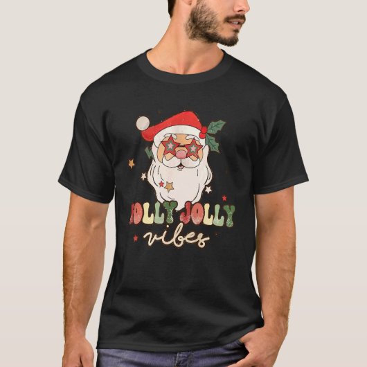 T-shirt Retro Super Holly Xmas Jolly Vibes Noël Pour (Devant)