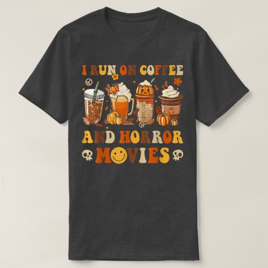 T-shirt Retro Super Horreur Automne Film Café Hippie Hallo (Design devant)
