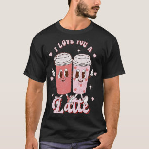 T-shirt Retro Super Je t'aime Latte Couple Café Coeur