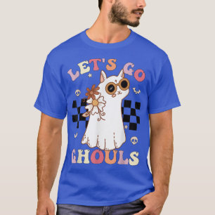 T-shirt Retro Super Let's Go Ghouls Halloween Ghost Cat C