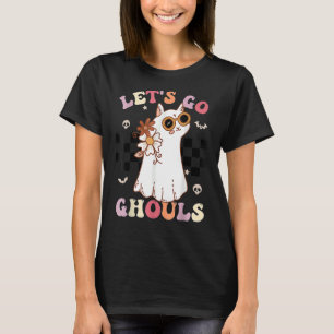 T-shirt Retro Super Let's Go Ghouls Halloween Ghost Cat C