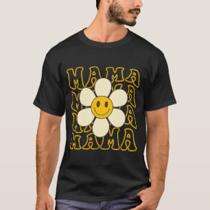 T-shirt Retro Super Mama Daisy Fleur Mama Smile Face
