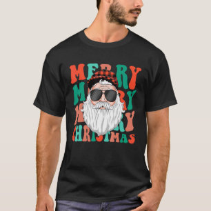 T-shirt Retro Super Noël Joyeux Restez lumineux Hippie Sa