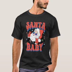 T-shirt Retro Super Santa Claus Rocks Plaid Baby Kid Chri