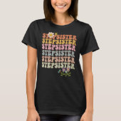 T-shirt Retro super Stepsoeur mots ondulés avec fleurs et (Devant)