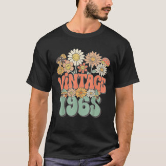 T-shirt Retro Super Vintage 1965 Floral Hippie Daisy 60e