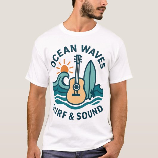 T-shirt Retro Surf Guitar Illustration (Devant)