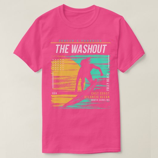 T-shirt Retro Surf The Washout Folly Beach South olina (Design devant)