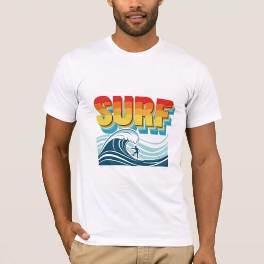 T-shirt Retro Surf Wave Art (Devant)