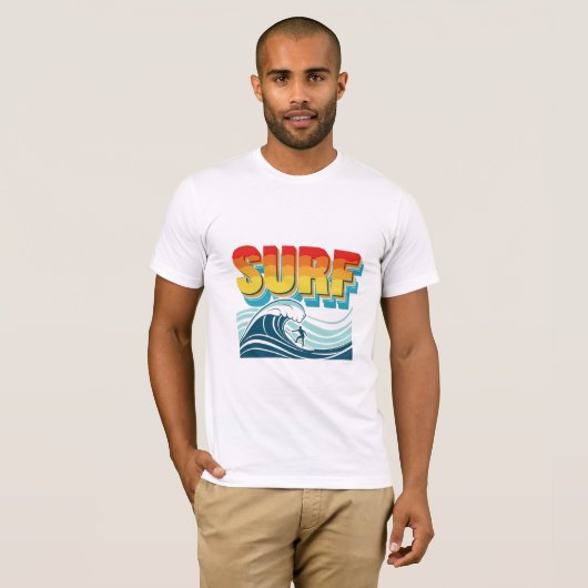 T-shirt Retro Surf Wave Art (Devant entier)