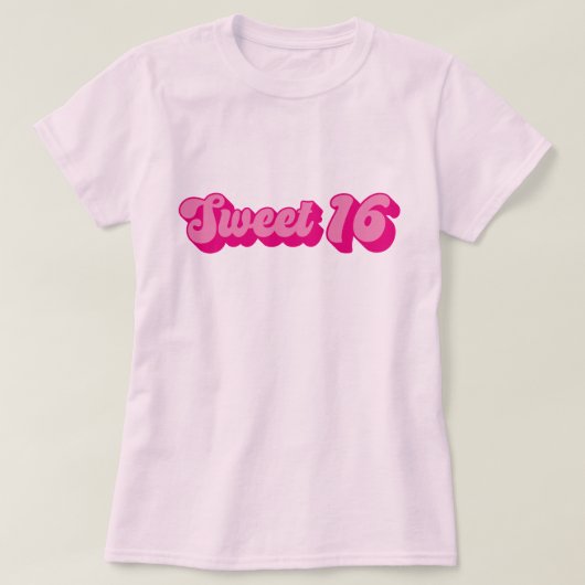 T-shirt Retro Sweet 16 en rose chaud (Design devant)