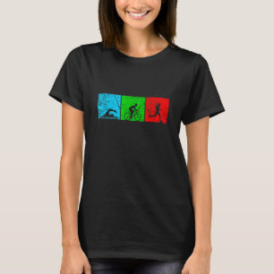 T-shirt Retro Swim Bike Run Triathlon Sport Athlétisme Hom