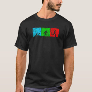T-shirt Retro Swim Bike Run Triathlon Sport Athlétisme Hom