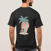T-shirt rétro synthwave 80s coucher de soleil surf (Dos)