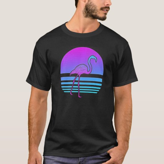 T-shirt Rétro Synthwave Exotic Bird 90s Vaporwave Pink Fla (Devant)