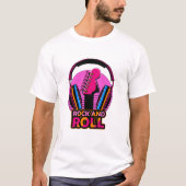T-shirt Retro Synthwave Rock and Roll Guitar (Devant)