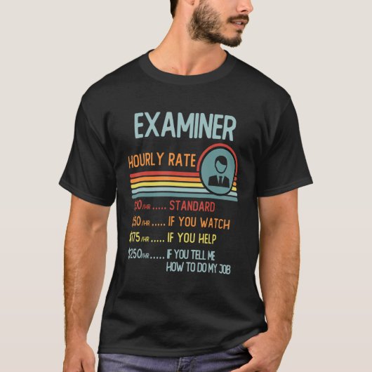 T-shirt Rétro, taux horaire de l'examinateur Titre (Devant)