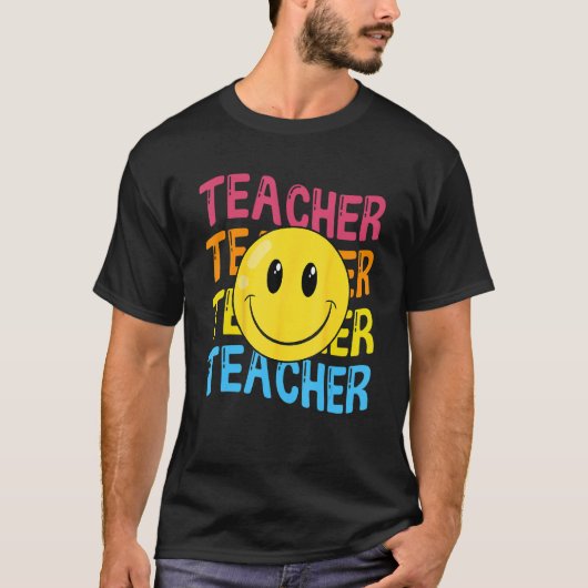 T-shirt Retro Teacher Inspirational Colorful Elementary Sc (Devant)