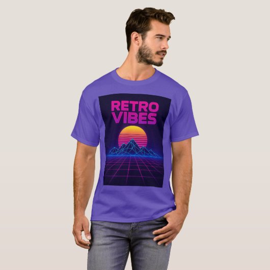 T-shirt Retro Tech Vibes Neon Synthwave Design (Devant entier)