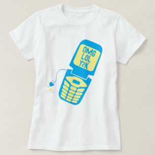 T-Shirt Retro Téléphone Flip Bleu