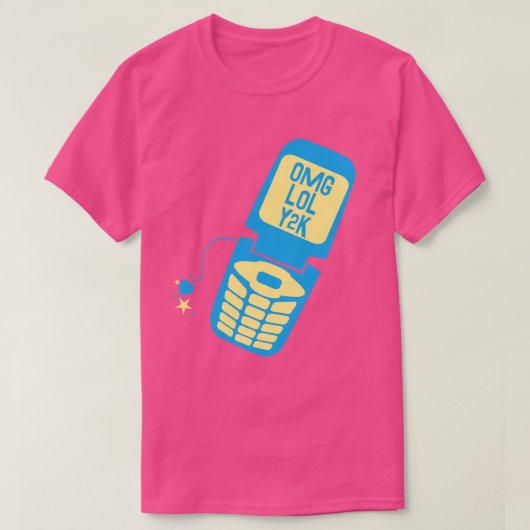 T-Shirt Retro Téléphone Flip Bleu (Design devant)