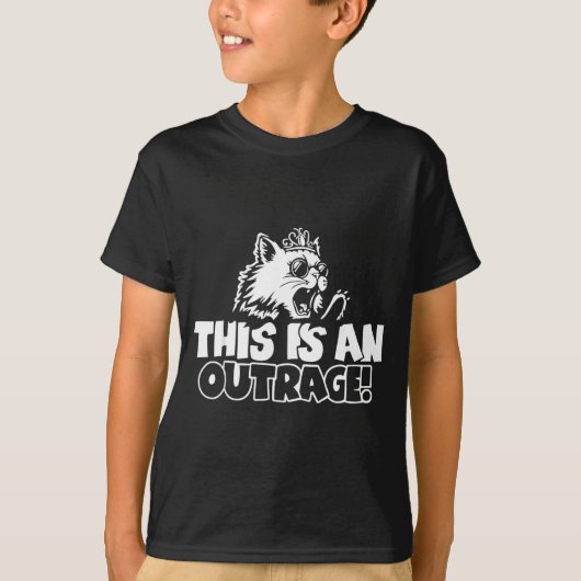 T-shirt Retro This Is An Outrage Quote Meme Cat Cute Funny (Devant)