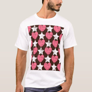 T-shirt Retro Threadbare Hearts Stars Texture