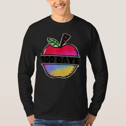 T-shirt Retro Tie Dye Apple Happy 100 Days Of School Teach (Devant)
