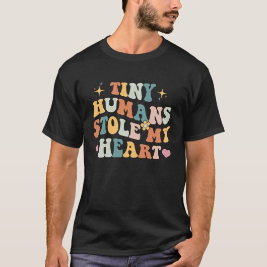 T-shirt Retro Tiny Humans Stole My Heart Valentine's Day N (Devant)