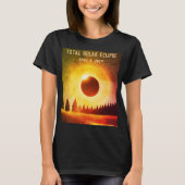 T-shirt Rétro Total éclipse solaire 8 avril 2024 paysage (Devant)