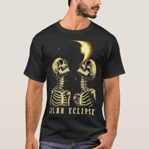 T-shirt Rétro Total Solaire Eclipse 2024 Skeleten Pour Hom