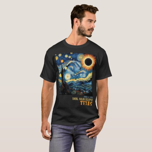 T-shirt Rétro Total Solaire Eclipse 2024 Texas Pour Hommes (Devant entier)