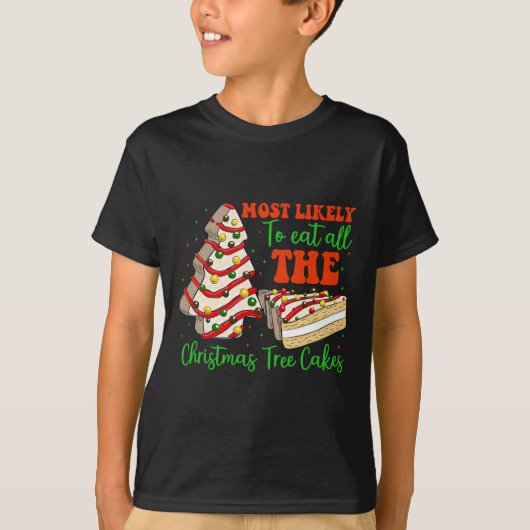 T-shirt Rétro Très Probable De Manger Tout L'Arbre De Noël (Devant)