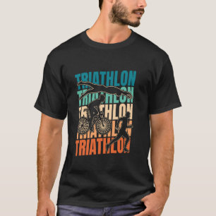 T-shirt Retro Triathlète course à vélo nage Vintage