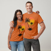 T-shirt Retro Tropical Palm Trees Sunset Beach Summer Vaca (Unisexe)