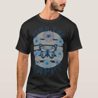 T-shirt Retro Trouvez le papillon bleu heureux