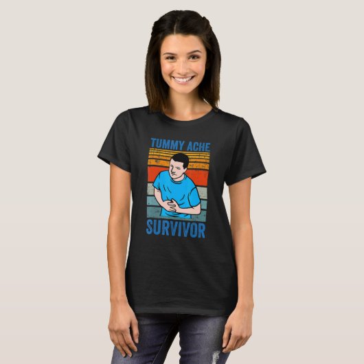 T-shirt Retro Tummy Ache Survivor   Stomachache IBS   Meme (Devant entier)