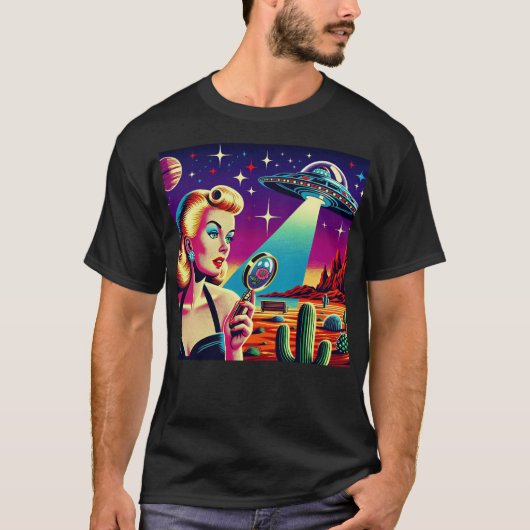 T-shirt Retro UFO Pin-Up (Devant)