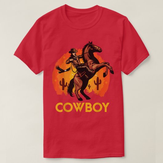 T-shirt Rétro Un Homme Circuler Un Cheval Sunrise Arrière  (Design devant)