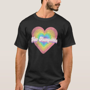T-shirt Retro Us Citizen America State Heart Love New Hamp