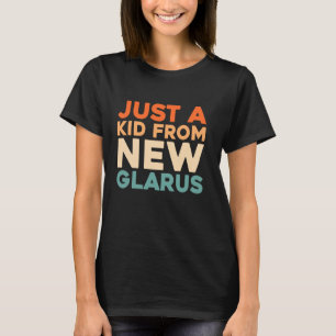 T-shirt Retro Us City American Juste Un Enfant Du Wisconsi