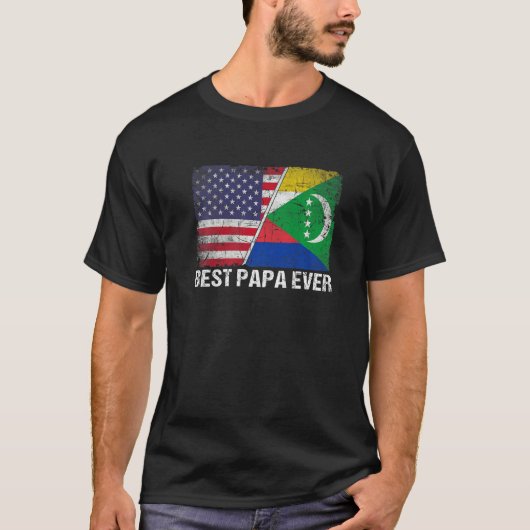 T-shirt Retro Us Comoros Drapeau Meilleur Papa Jamais Fête (Devant)
