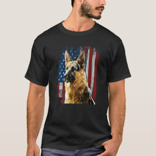 T-shirt Retro Us Drapeau Allemand Berger Chien Maman Juill