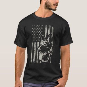 T-shirt Retro Us Drapeau Allemand Berger Chien Maman Juill