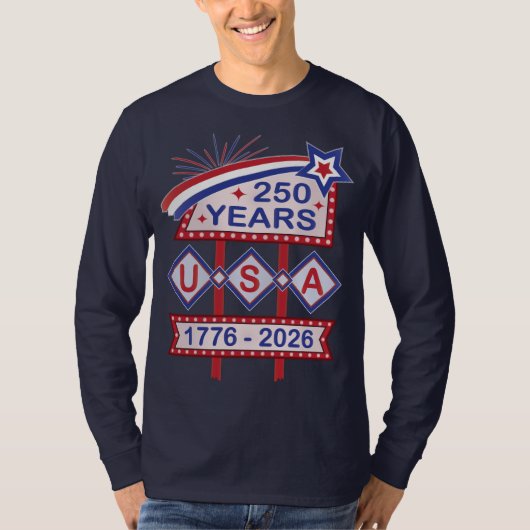 T-shirt Retro USA 250th Anniversary Marquee Sign 1776-2026 (Devant)