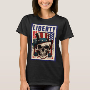 T-shirt Retro USA 4 juillet Crâne Top Hat Liberty Pro